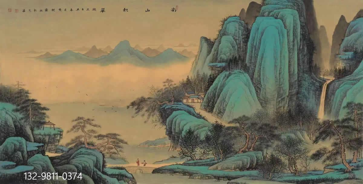 黄开丛的青绿山水画,意境,构图,与水墨山水接近,他的作品不同于唐宋
