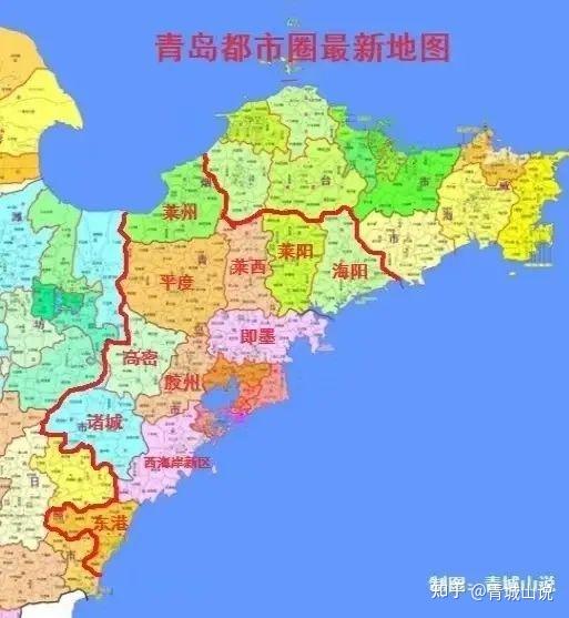 高密也位列其中:上图中,青岛行政区地图左面中间的大缺口就是高密