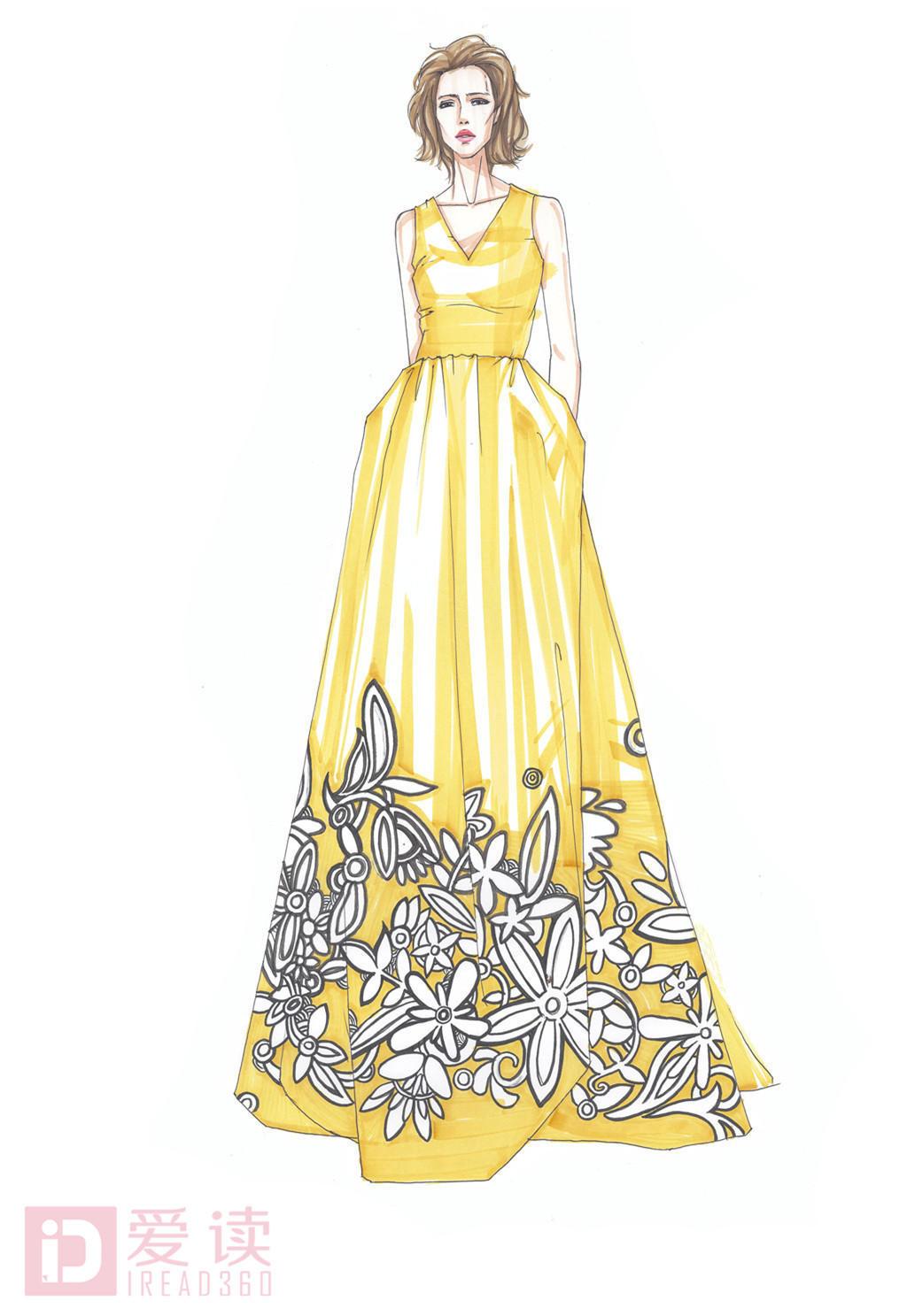 服装设计师教你如何给长礼服裙上色