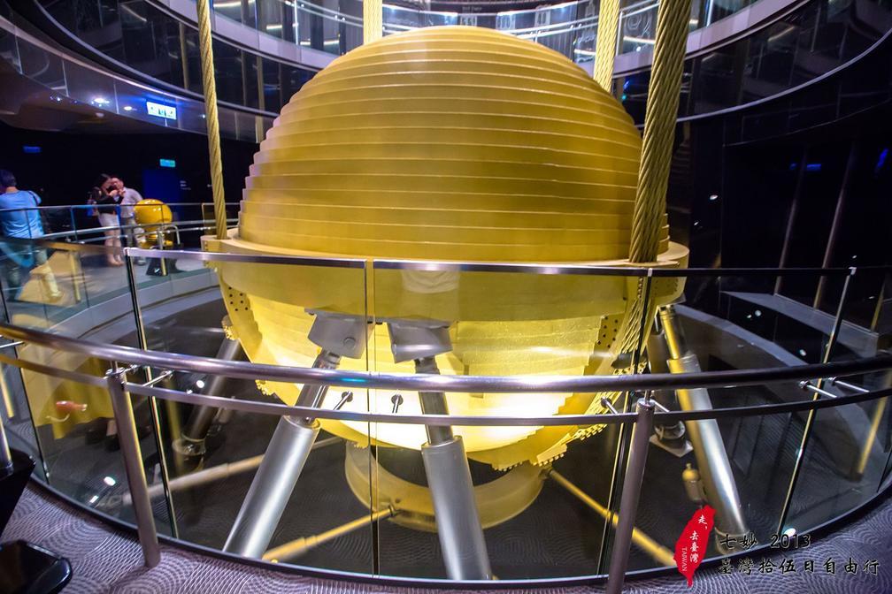 台北101大楼使用的阻尼器,是一个重达660吨的大钢球,通过钢索悬挂在