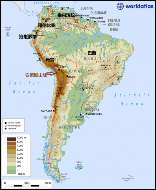 注意一下巴西和哥伦比亚的地理位置和环境