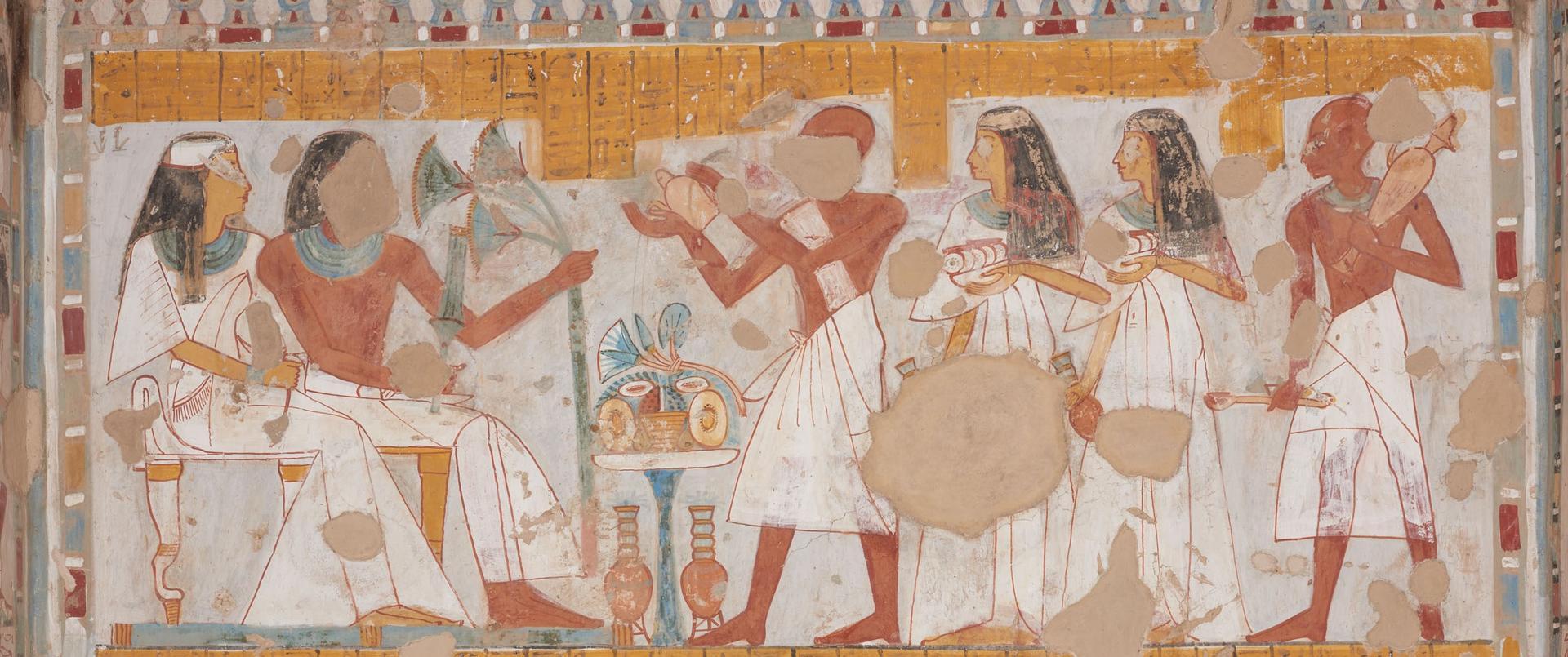 埃及贵族墓djehutydjehutyemheb墓tt45壁画享用花果