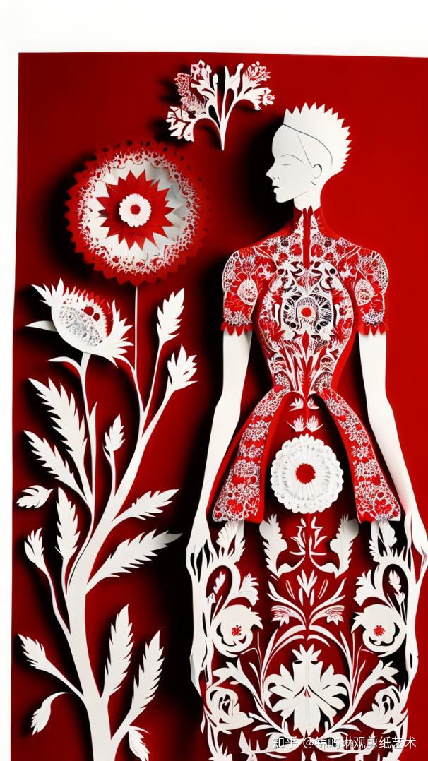 立体剪纸服装插画 | 锦屿琳观aigc创意剪纸