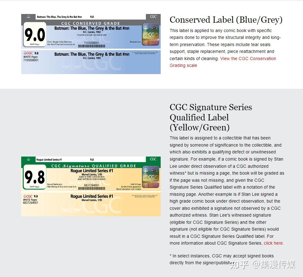 CGC Labels CGC标签一览 知乎