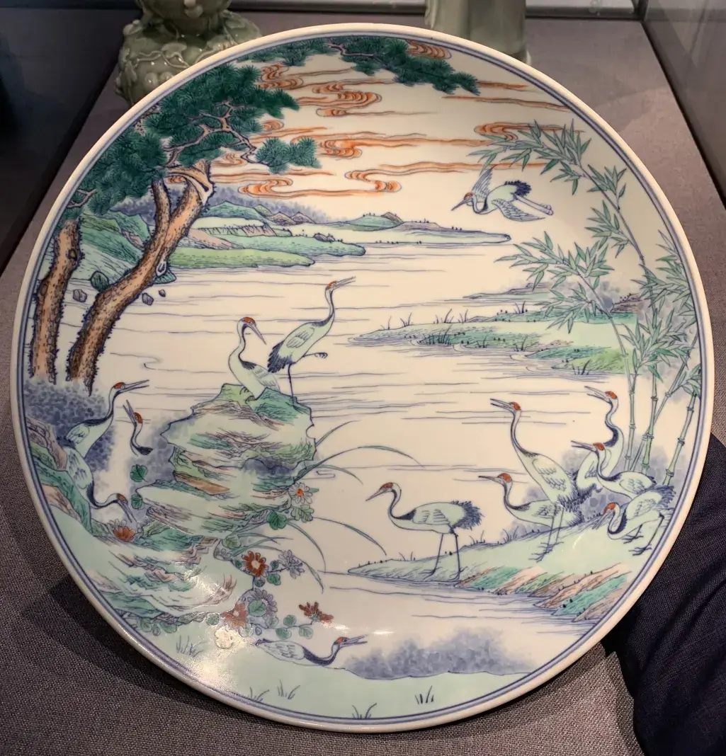 以瓷造境康熙斗彩鹤汀凫渚纹盘