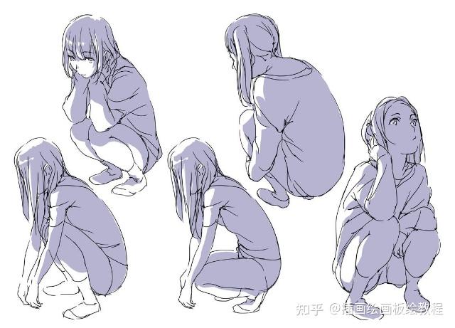 人物下蹲姿势怎么画学会真的涨知识漫画蹲姿画法教程