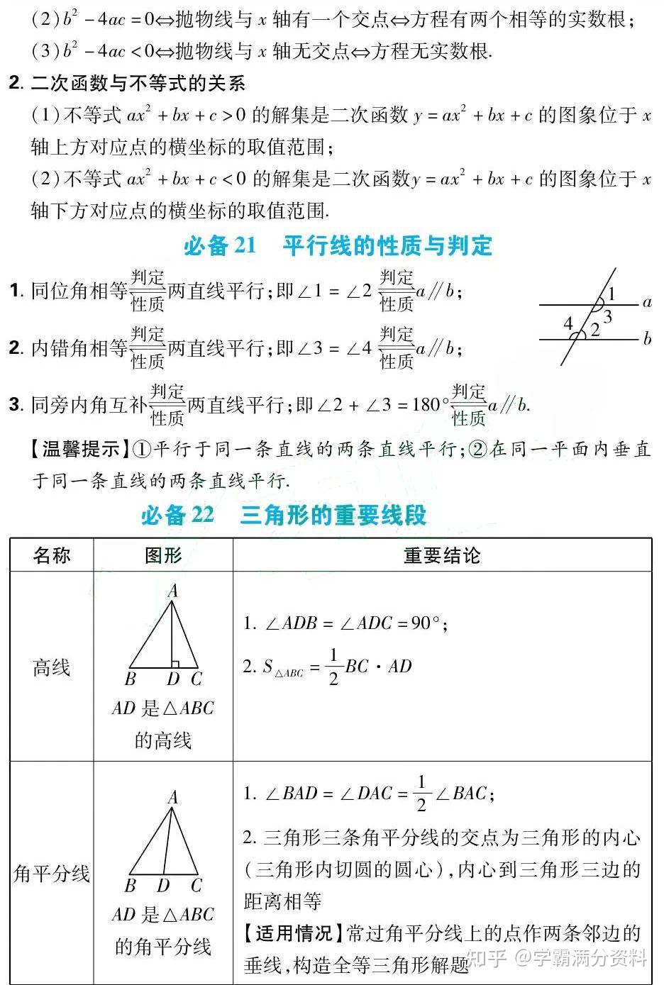 初中数学|中考数学必考的43个基础知识点,务必收藏! - 知乎