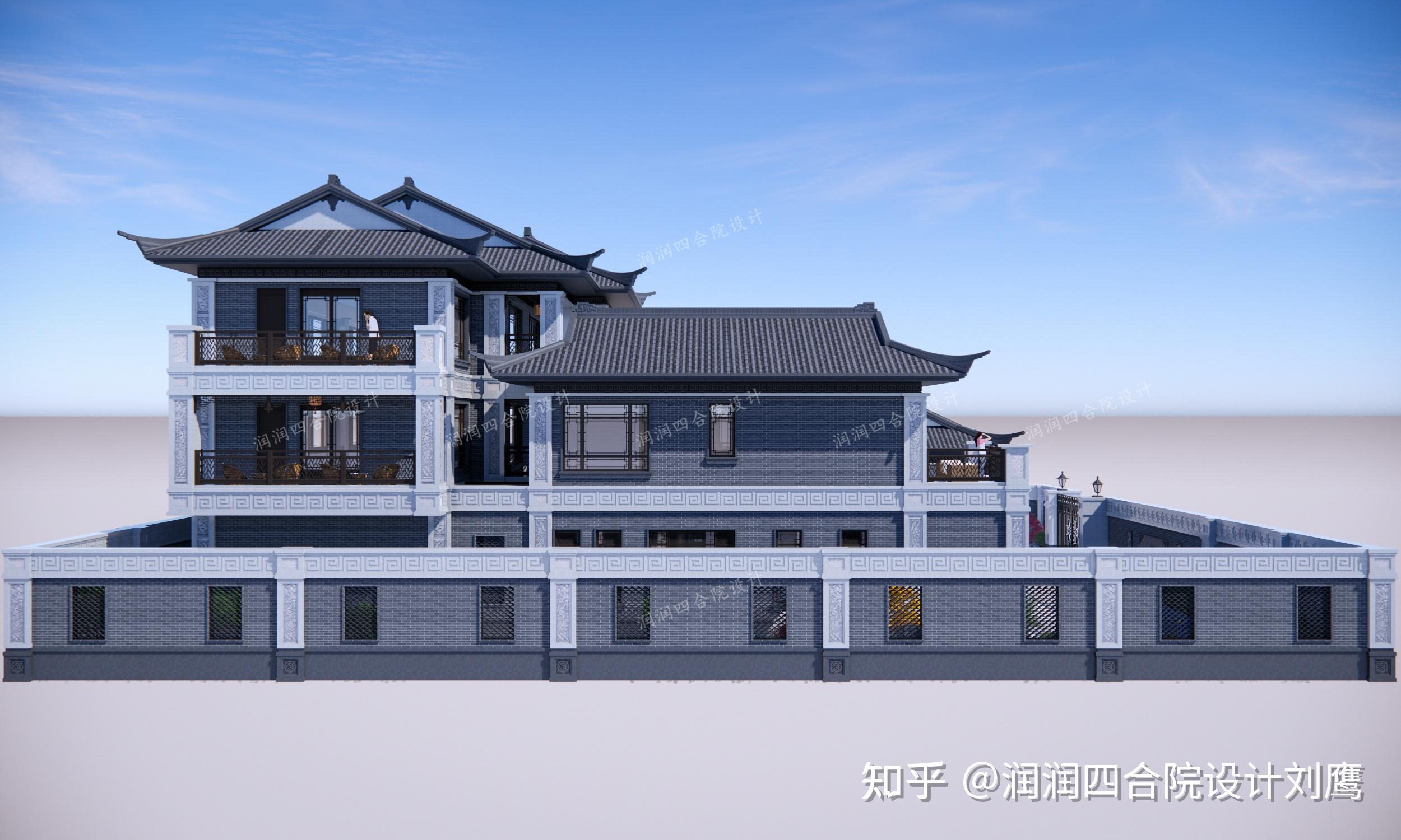 润润四合院设计刘鹰:潮汕中式三层四合院25×26.5,青砖与石材搭出别致的古朴高级感 - 知乎