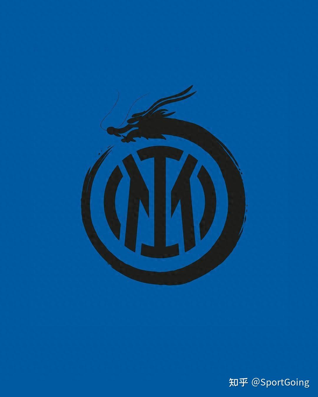 并展示2024年中国新年的标志,即一条龙环绕着传统的国米队徽