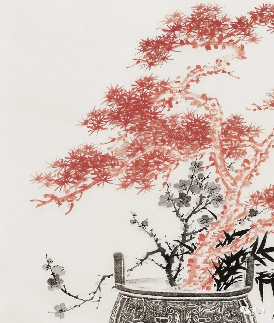 青铜器全形拓与绘画相结合的国画作品