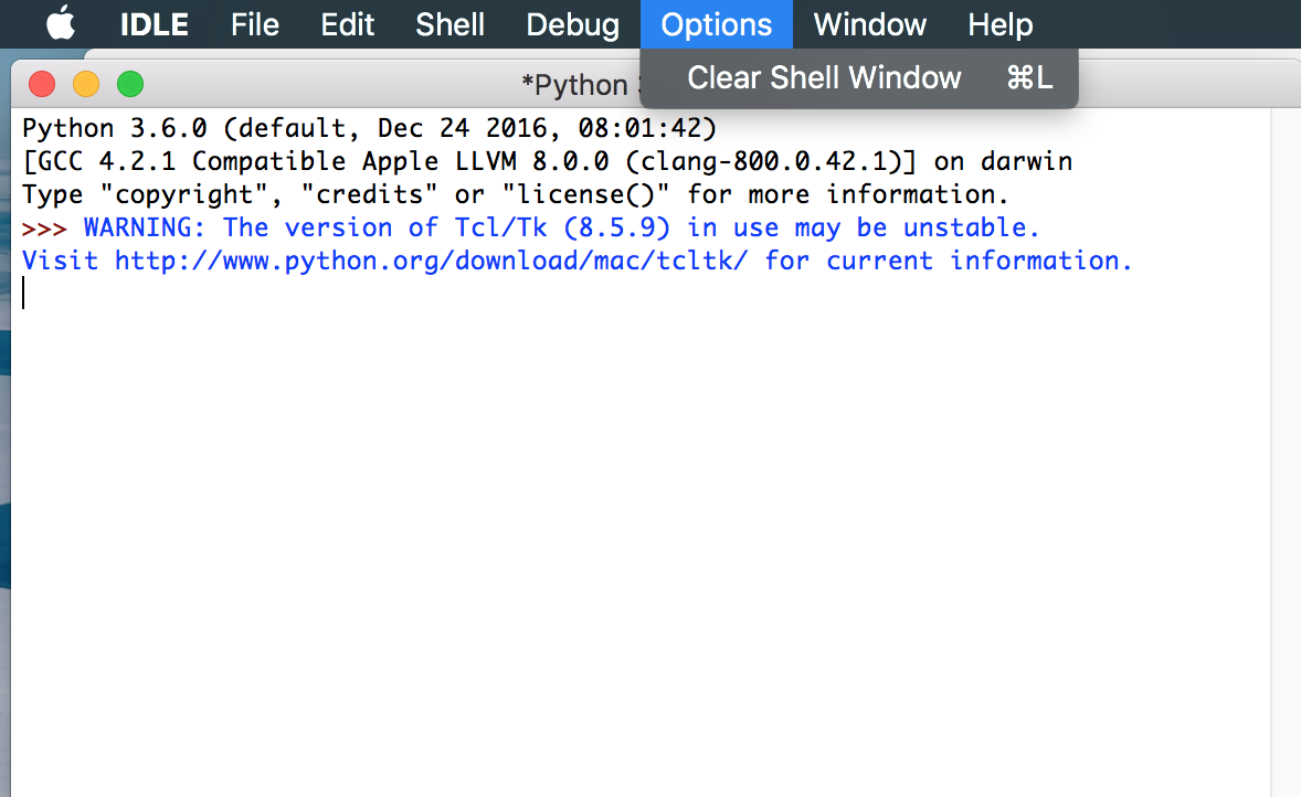 Python Shell 怎样清屏?