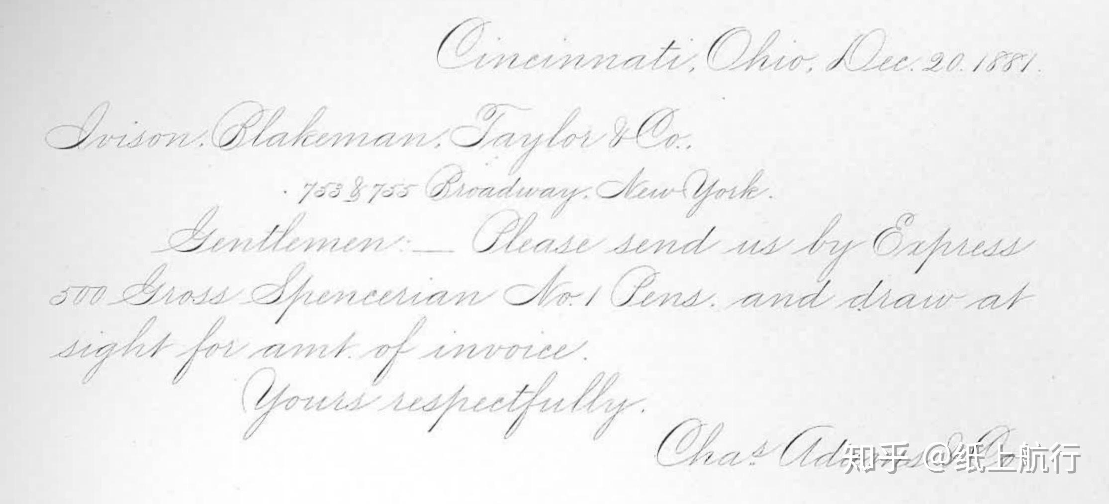 spencerian(斯宾塞体)和前面两者不同,它是一种拥有纯正美国血统的