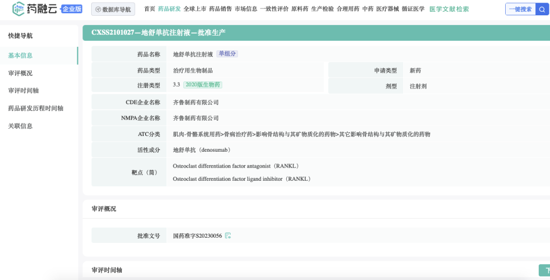 齐鲁制药骨质疏松地舒单抗正式开卖售价出炉