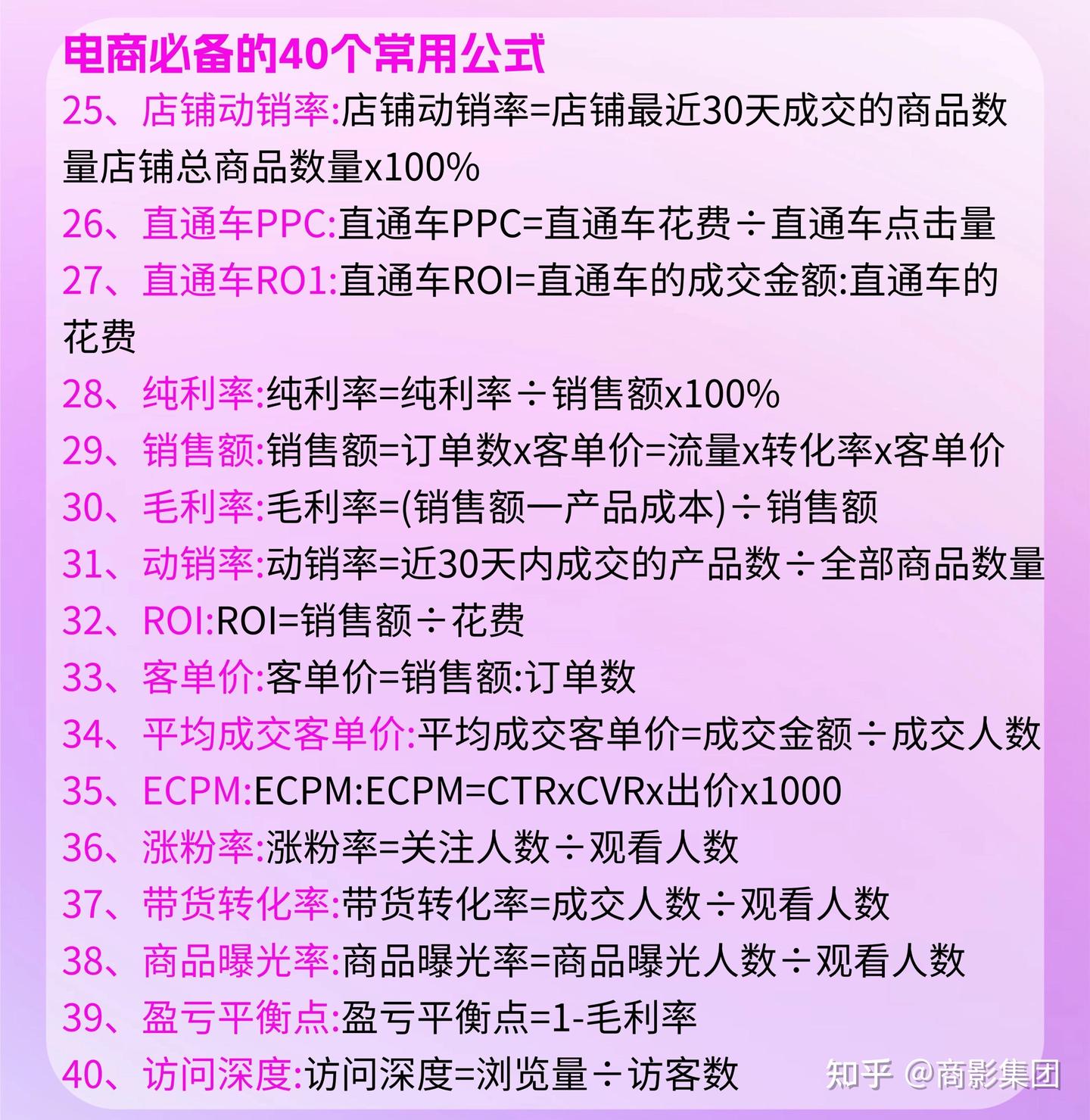 40个做电商必须知道的计算公式！ - 知乎