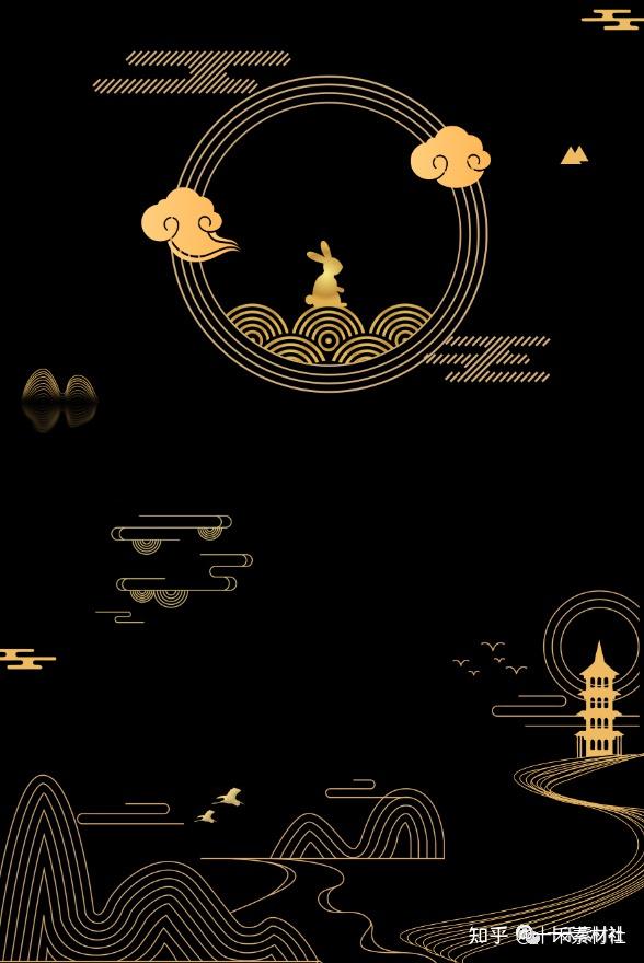 45款月亮剪影笔刷(ps procreate) 20款中国风烫金中秋背景 月亮叠加