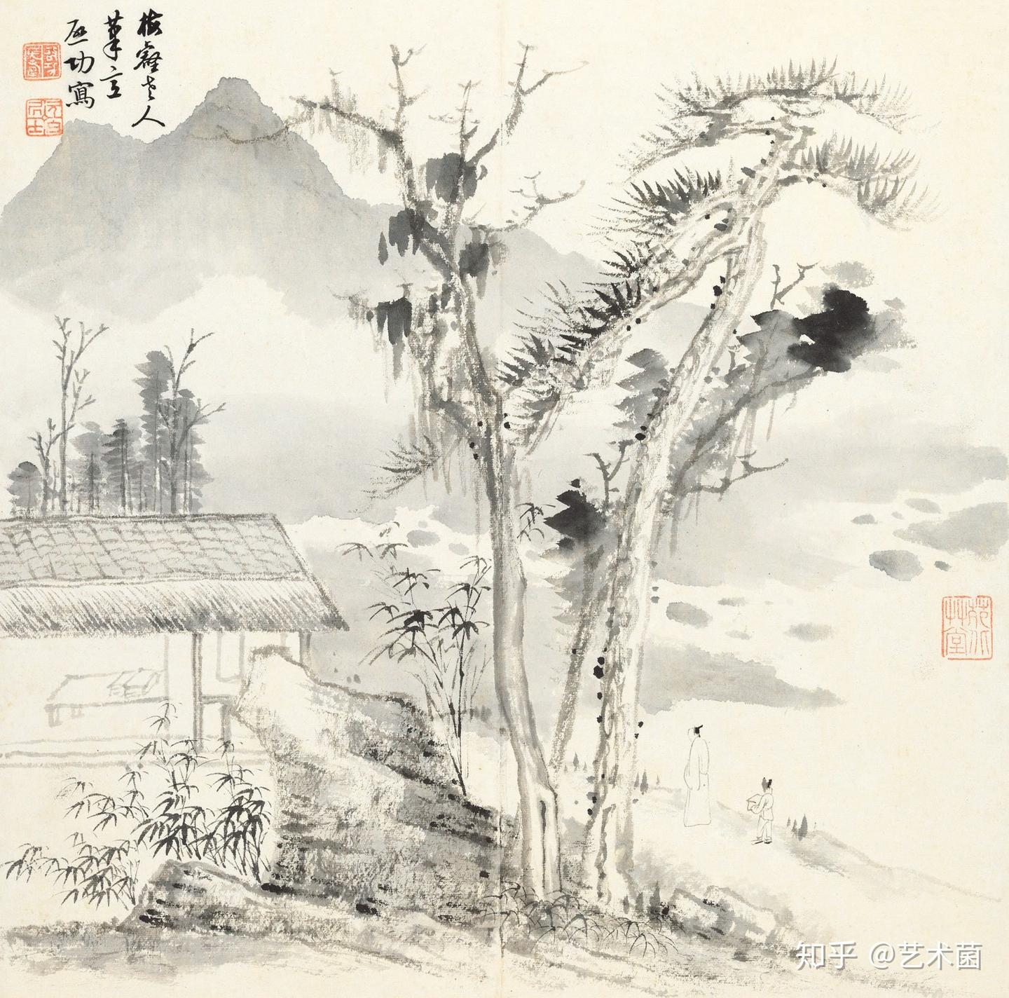 啟功 山水畫卷 一拳之石取其坚，一勺之水取其净--启功先生山水画作品欣赏-木直