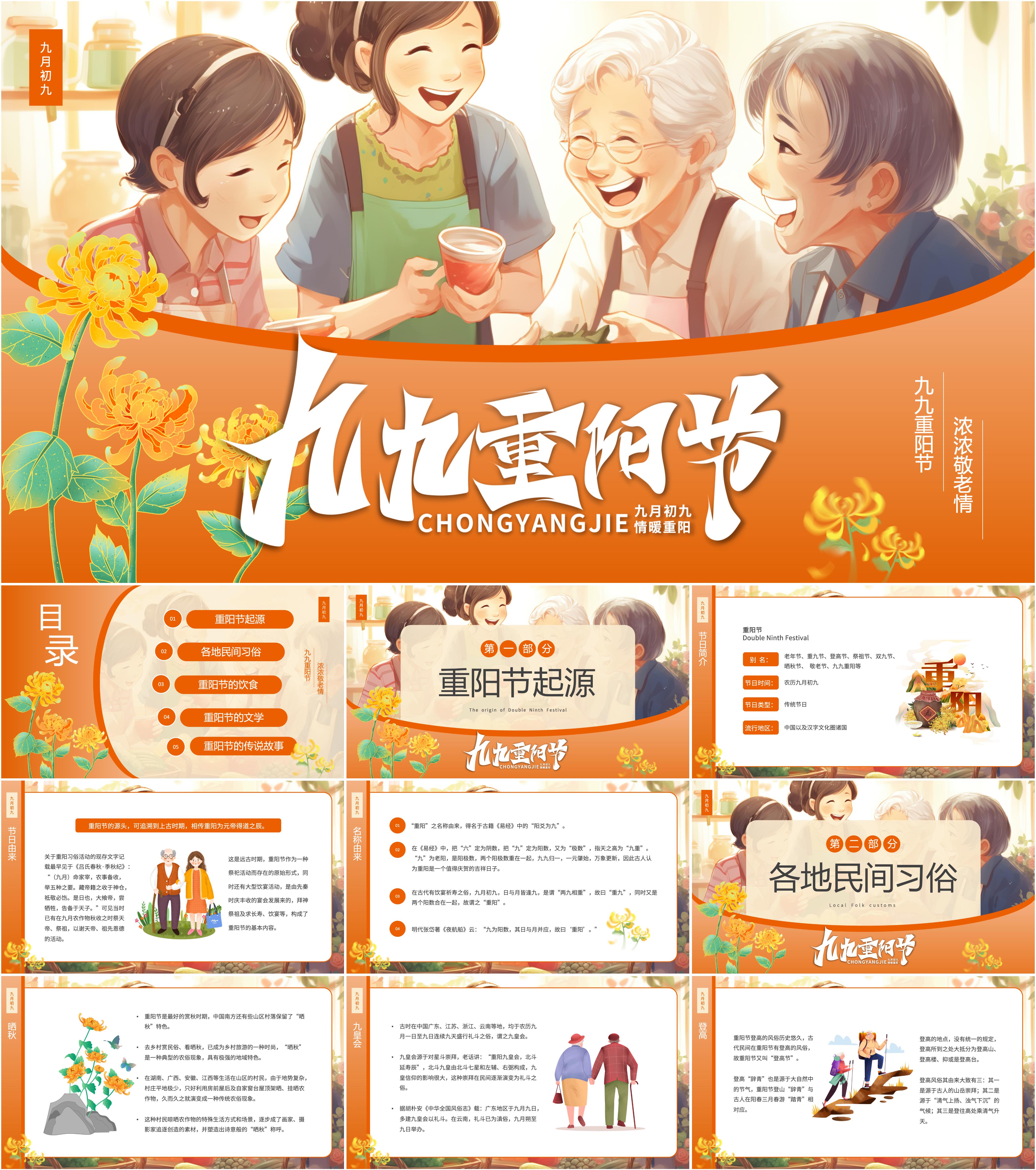 最新19套高质量重阳节ppt课件!