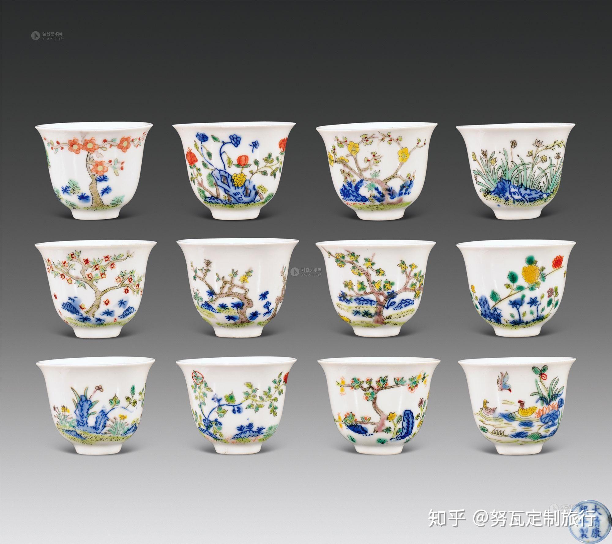五彩十二花神杯,每个月的图案各不相同在乾隆时期,唐英还根据乾隆喜好