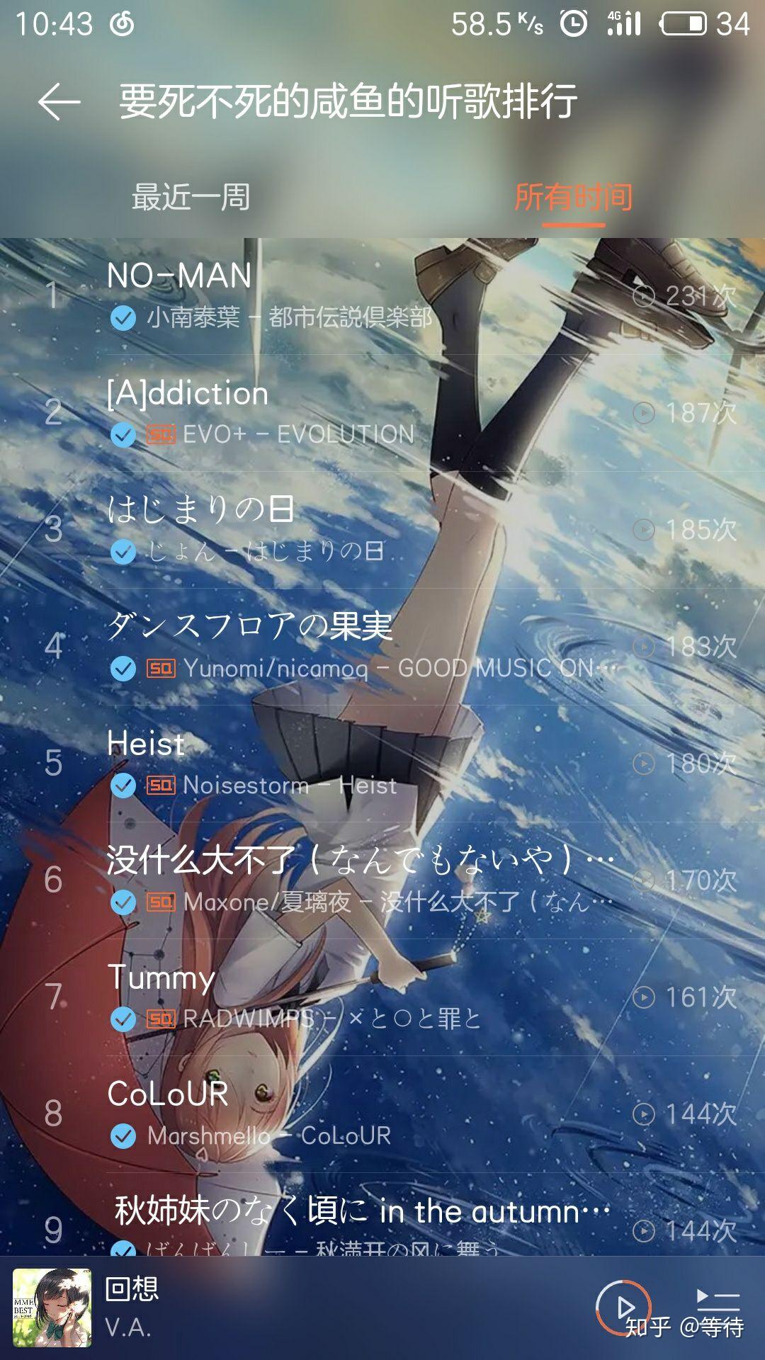 分享一下自己网易云音乐听歌排行第一的歌吧?