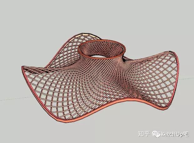 曲面异形凉亭sketchup建模思路