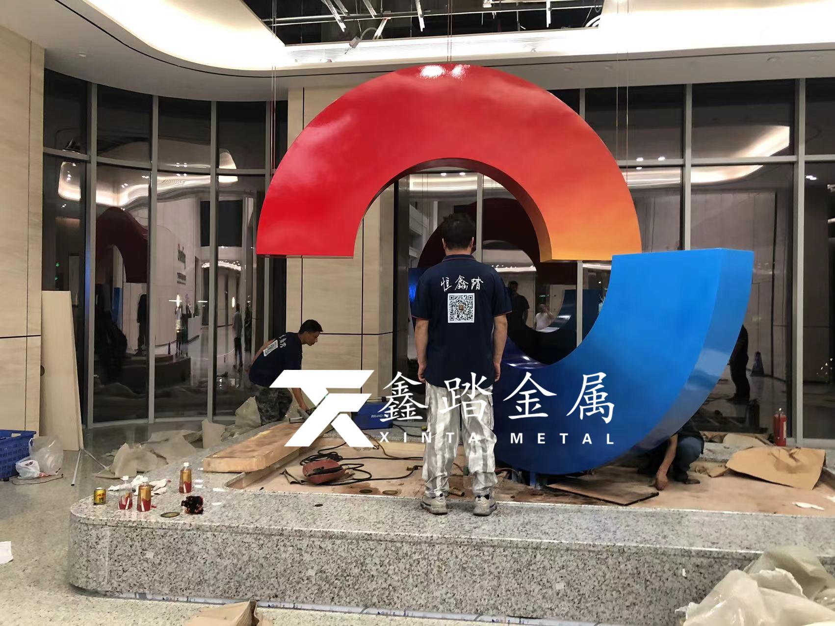 不锈钢渐变企业logo标致雕塑佛山顺德杏坛