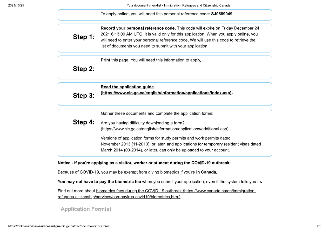 加拿大签证申请：前置问卷环节生成Personal Reference Code和Checklist，啥用？ - 知乎