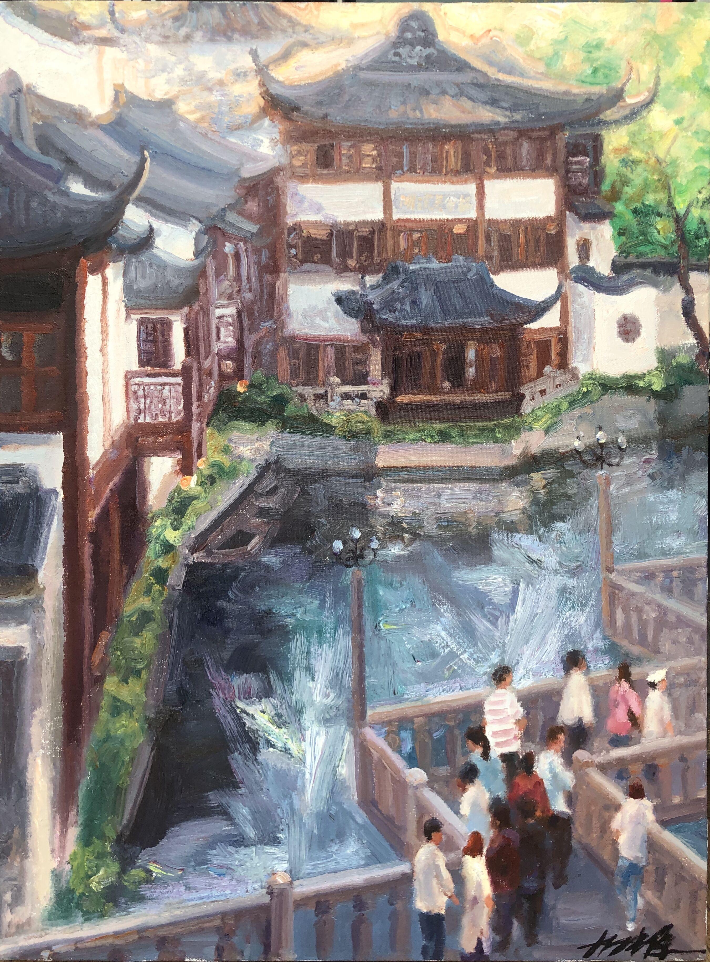 俞中保油画图片