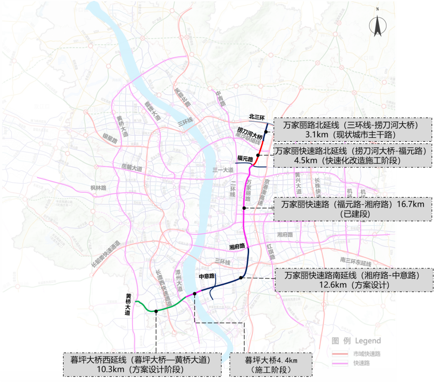 万家丽路是长沙市快速路网结构中重要的组成部分,贯通长沙东部核心