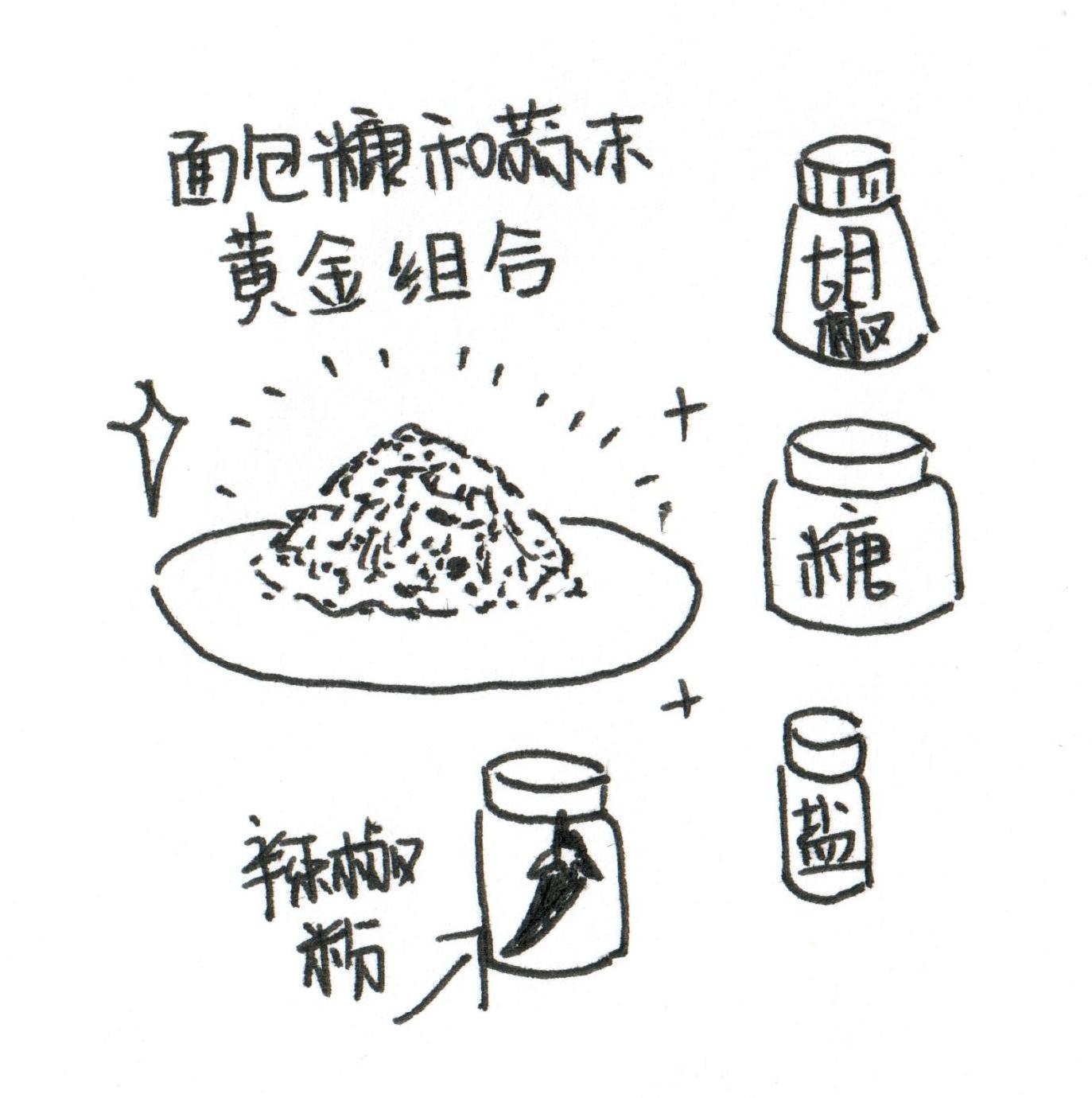 面包糠混合着蒜香鸡翅外酥里嫩,水多活……哦不!汁水鲜美!