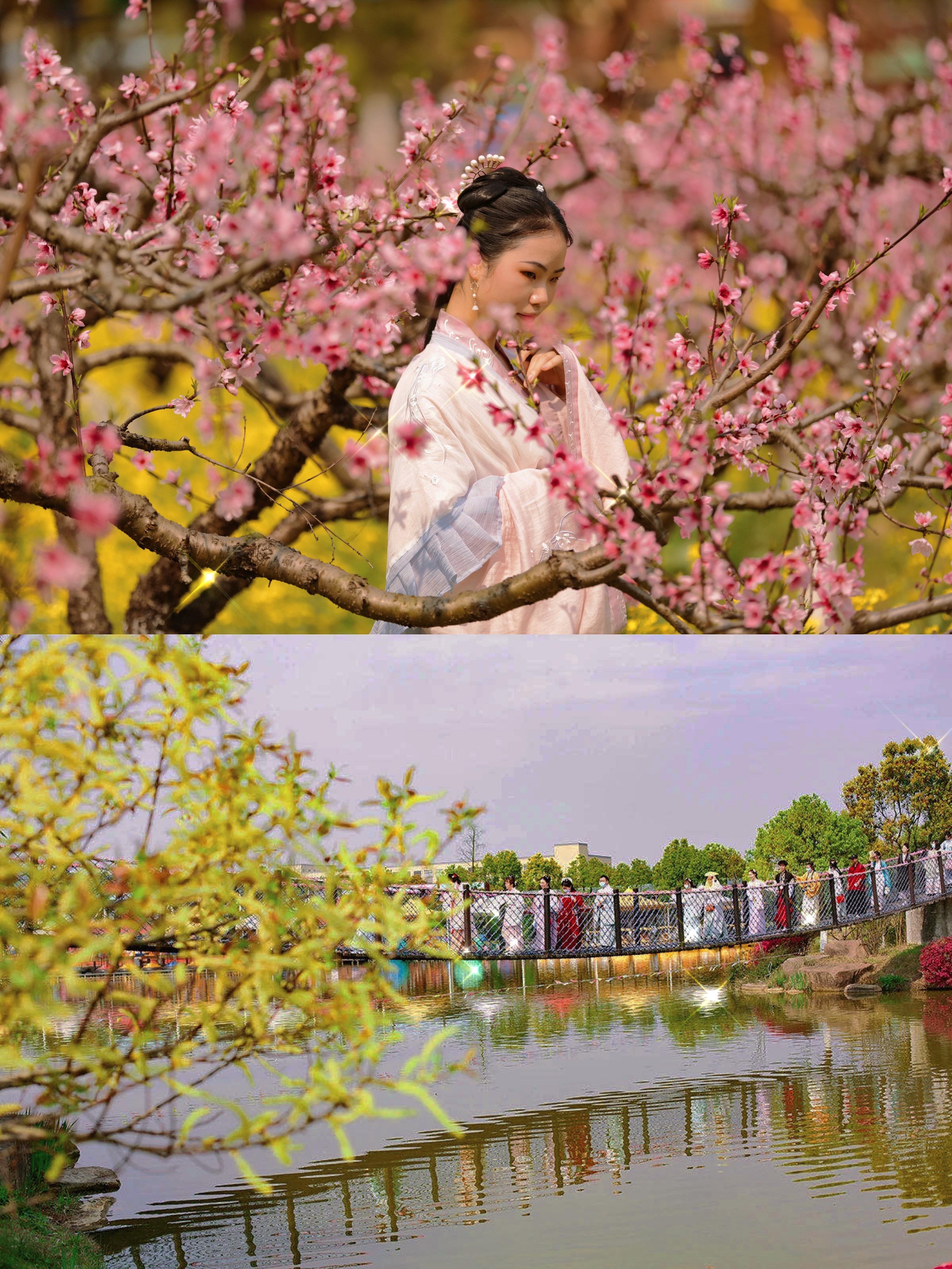 汉服桃花节陌上花开,佳人仍在~回顾去年的桃花节,坐着隆隆的小火车