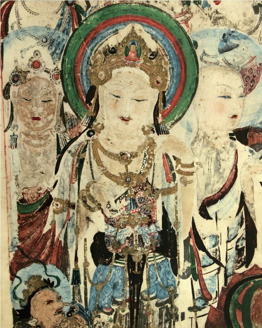 神游千年大美敦煌初唐57窟美人窟南壁说法图最美观音金饰璀璨高清大图