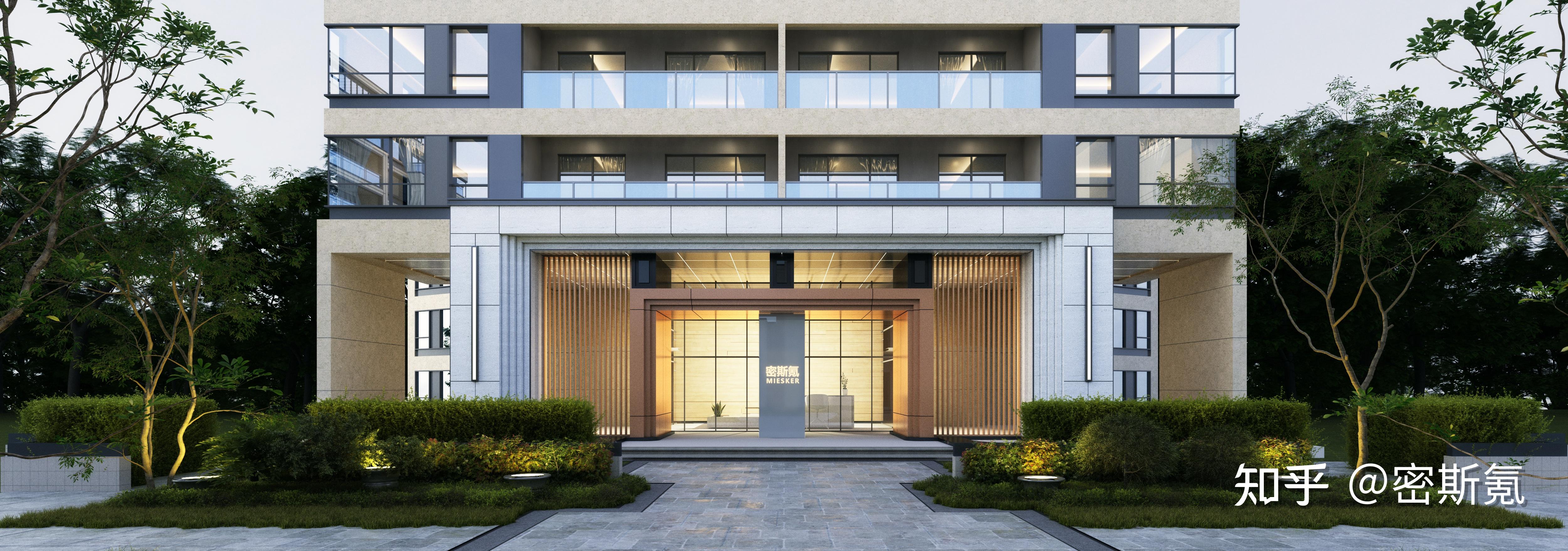 层层递进在视觉感受上引人深入,营造出现代时尚的建筑造型密斯氪现代