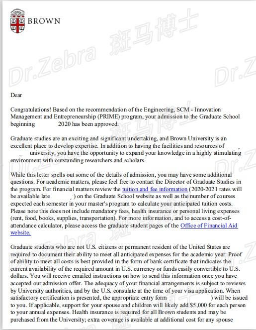 【offer展示】布朗大学brown university prime (program in