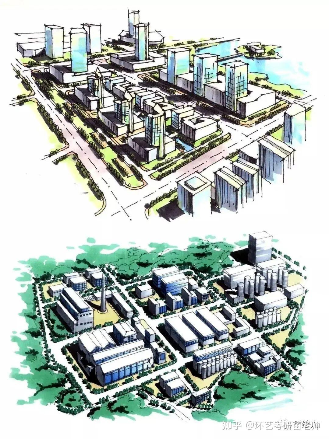 鸟瞰图 主要体现设计的整体效果,让人一眼看出鸟瞰透视的感觉,体现出