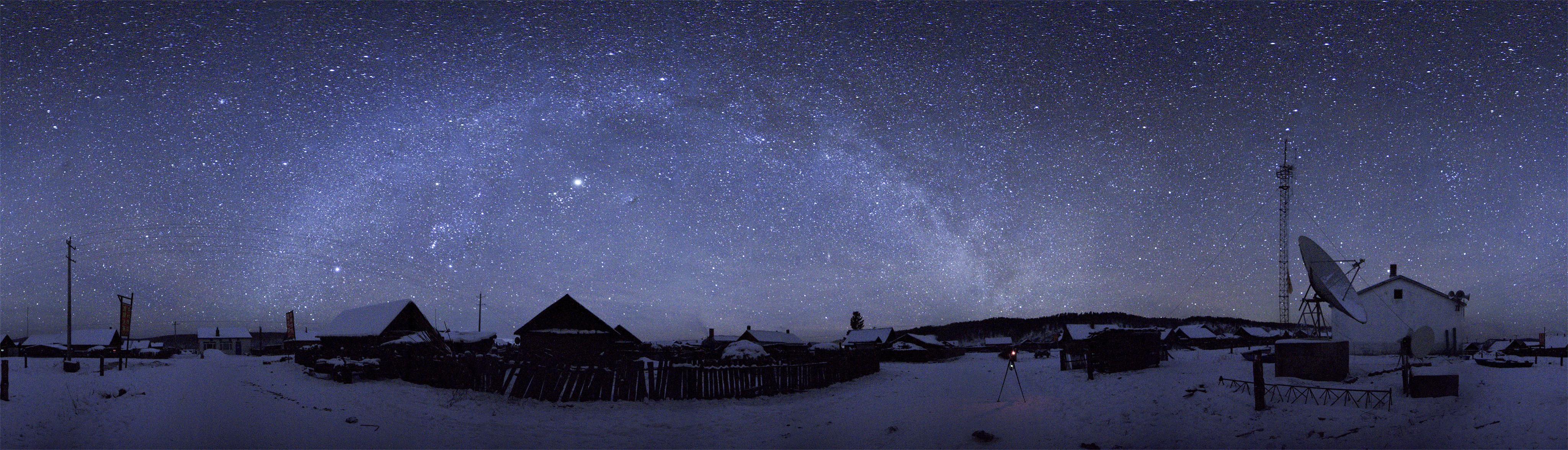 8,iso3200,曝光30s,9张拼接)我从未见过这样的星空,猎户座在地平线上