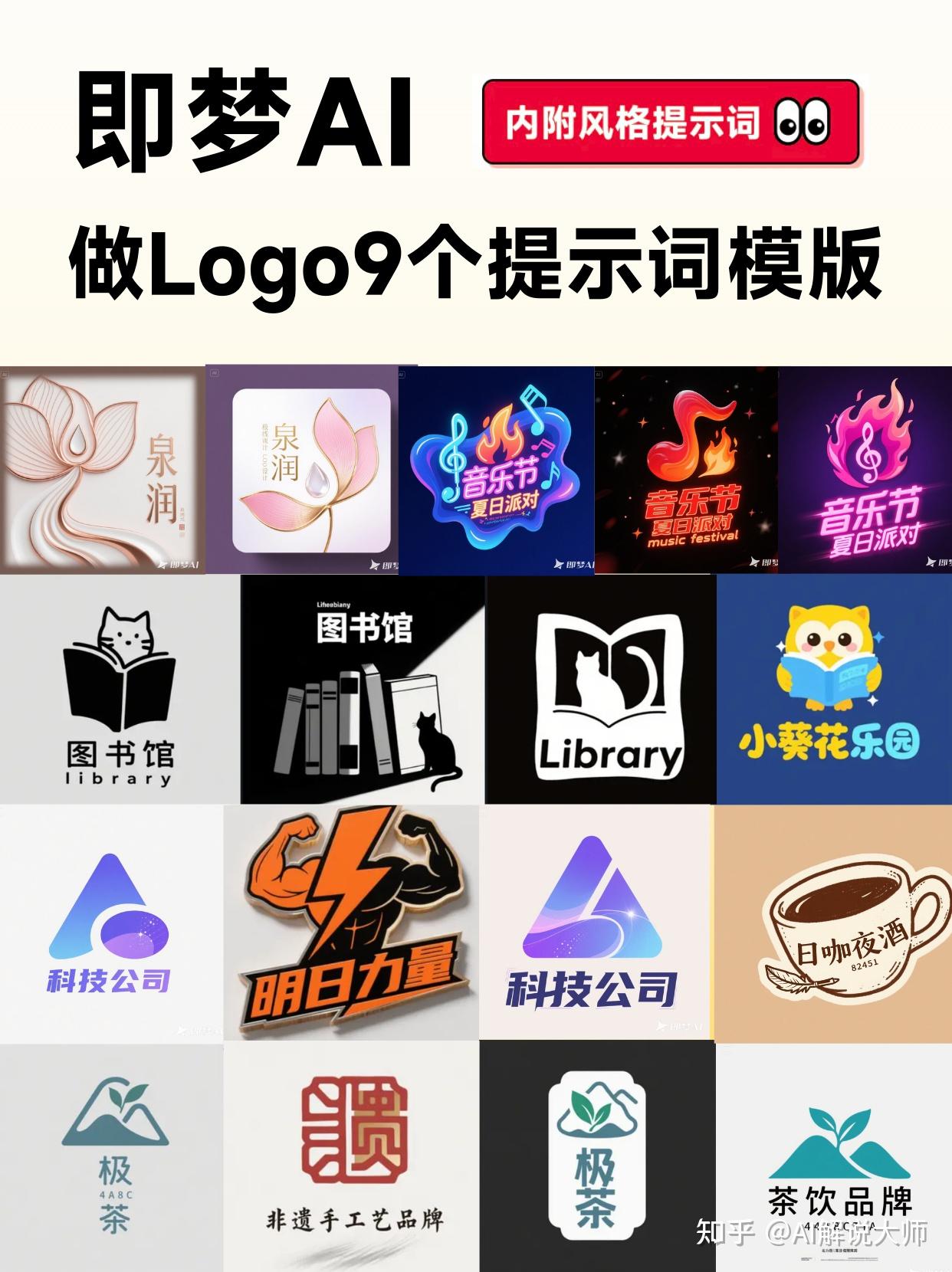 Logo设计不求人!即梦9大风格提示词模板全公开【附爆款玩法合集】 - 知乎
