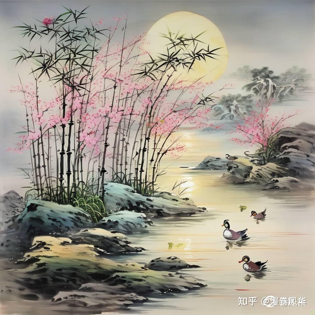 AI古诗水墨画图文欣赏之惠崇春江晚景 - 知乎