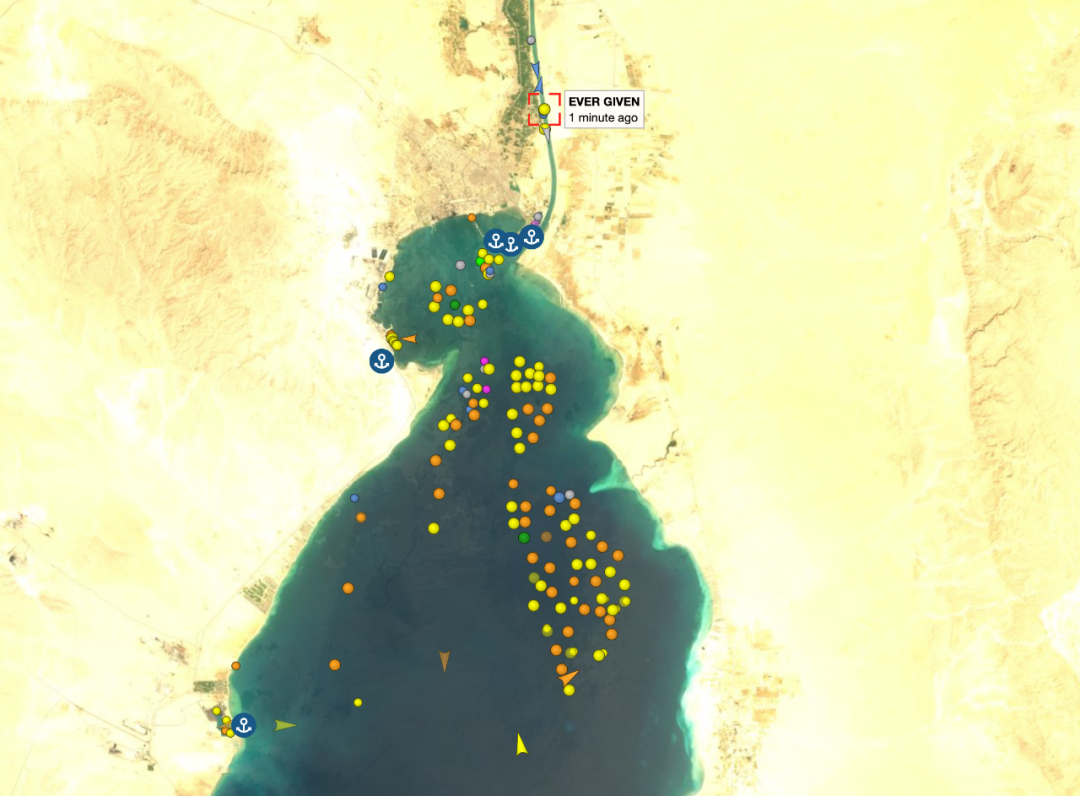 多幅卫星影像追踪苏伊士运河堵船航运上的黑天鹅事件会带来什么