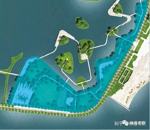 案例用地为长条形地块part 2 空间关系生态浮岛不可设置过多,避免过于