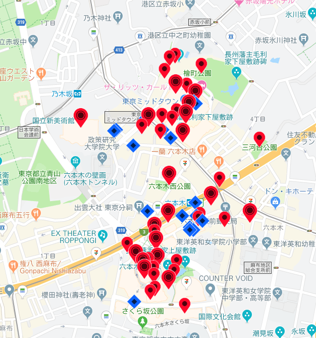 活动就是在六本木大楼商圈 东京中城两大区域.