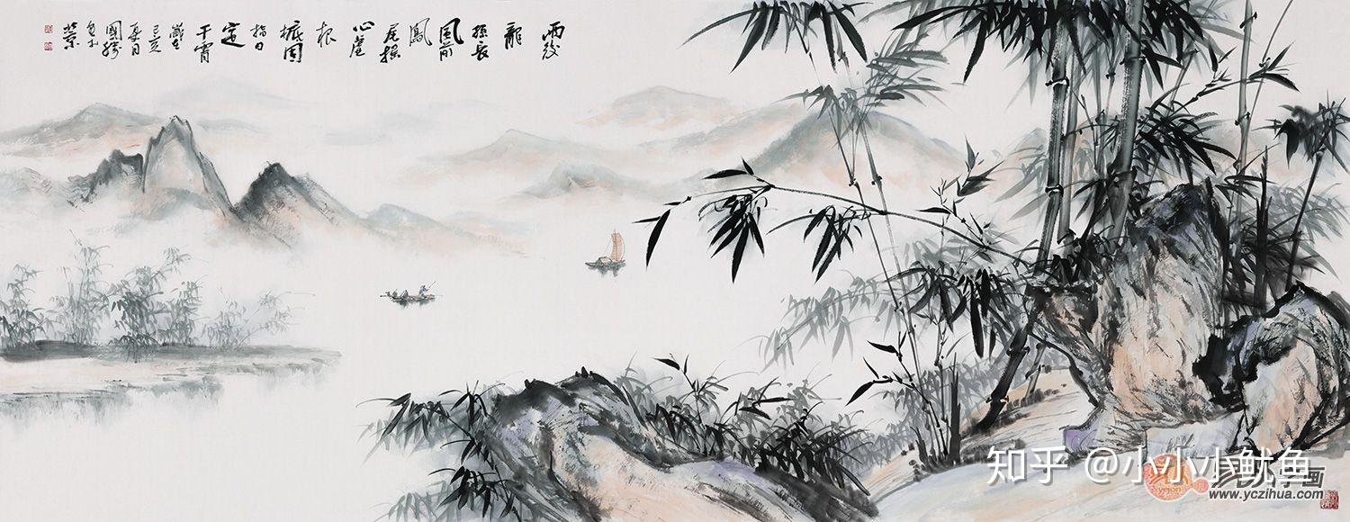 李国胜竹子山水画欣赏诗情画意竹中品