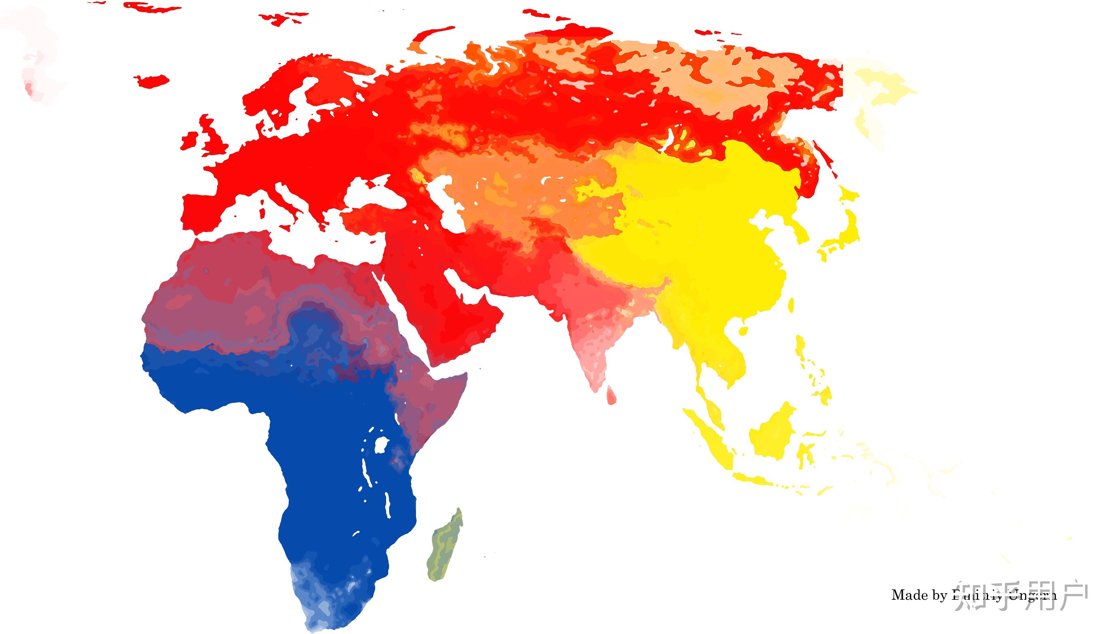 为什么在张世界人种分布图中,亚欧大陆中部的黄种人与白种人分布看