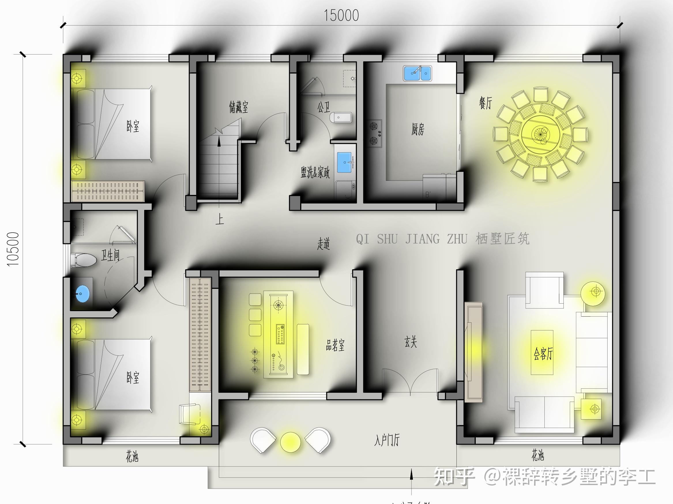 平面方案分享005|占地150㎡、占地15x10.5m!二层农村自建房别墅平面布局方案 - 知乎