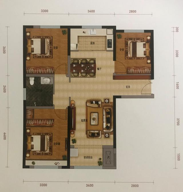 户型鉴赏5南北通透三室两厅一卫