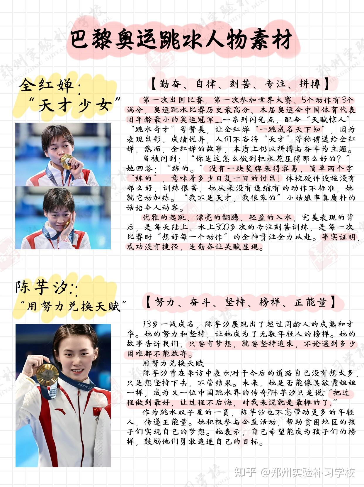 素材积累#奥运会#高中作文#家长必看在巴黎奥运会女子双人十米台比赛