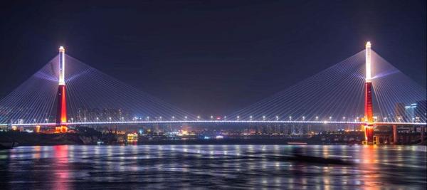 万州长江三桥夜景图片