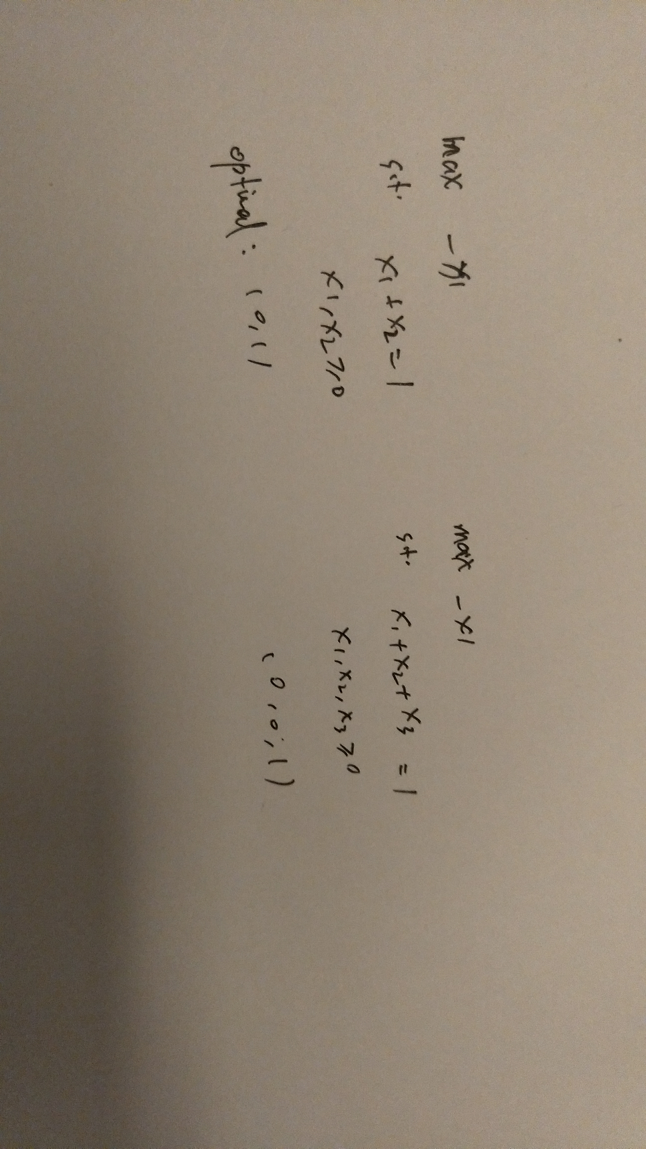 单纯形法:引入人工变量的新问题中,如果最优解