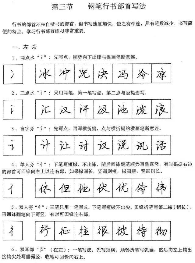 硬笔行书基本笔画