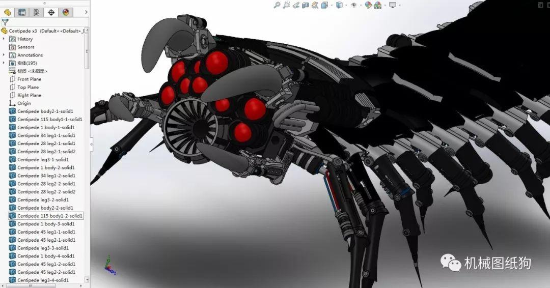 机器人机械蜈蚣模型3d图纸solidworks设计附step