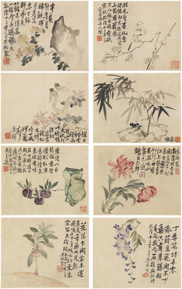 扬州八怪懊道人花卉草虫册第八幅是什么花
